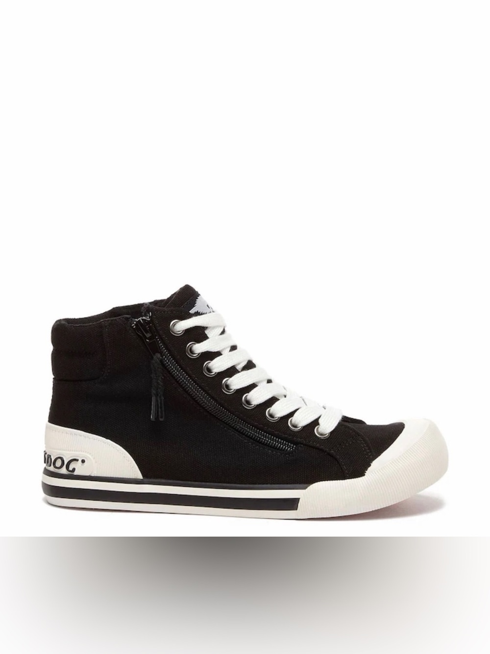Womens Black High-Top Canvas Sneakers with Side Zip by Rocket doglike new